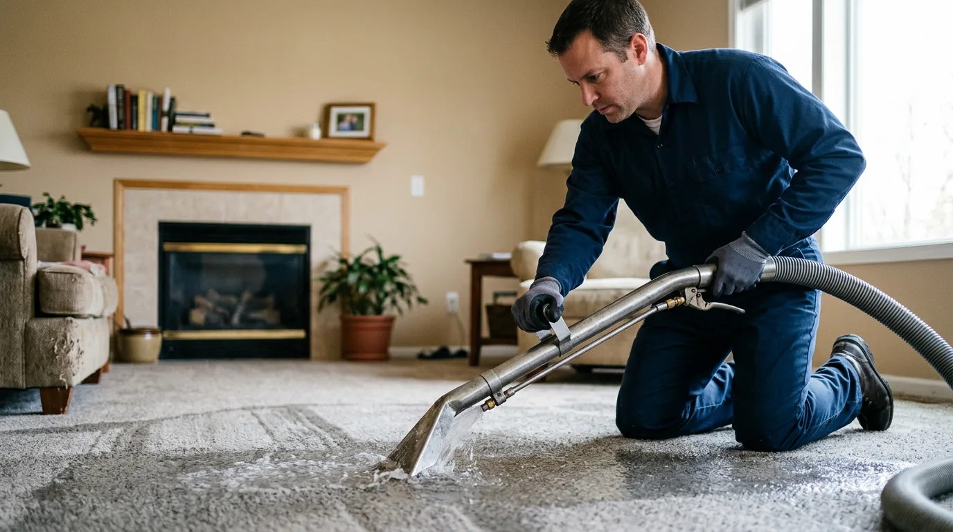 Water damage restoration technician working near Holmesville, OH